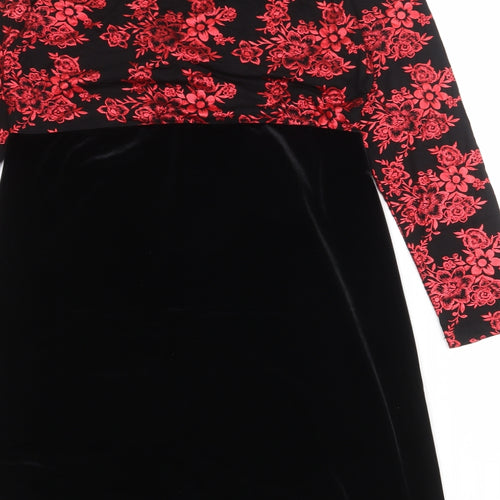 Joe Browns Womens Black Geometric Polyester Shift Size 18 V-Neck Pullover
