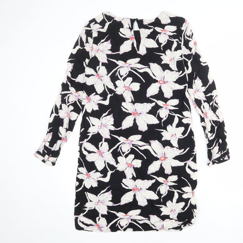VERO MODA Womens Black Floral Polyester Shift Size S Round Neck Button
