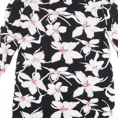 VERO MODA Womens Black Floral Polyester Shift Size S Round Neck Button