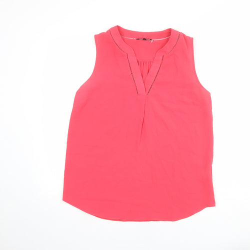 NEXT Womens Pink Polyester Basic Blouse Size 12 V-Neck