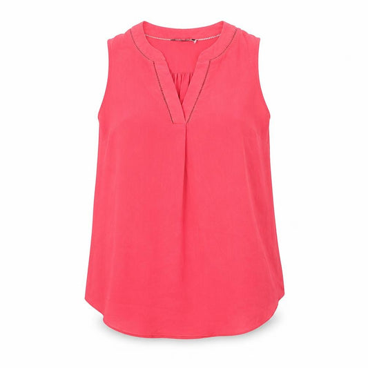 Front view of Next women’s pink polyester basic blouse, size UK 12, v-neck