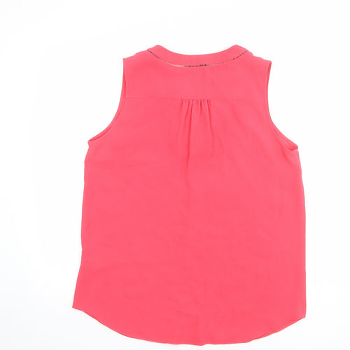 NEXT Womens Pink Polyester Basic Blouse Size 12 V-Neck