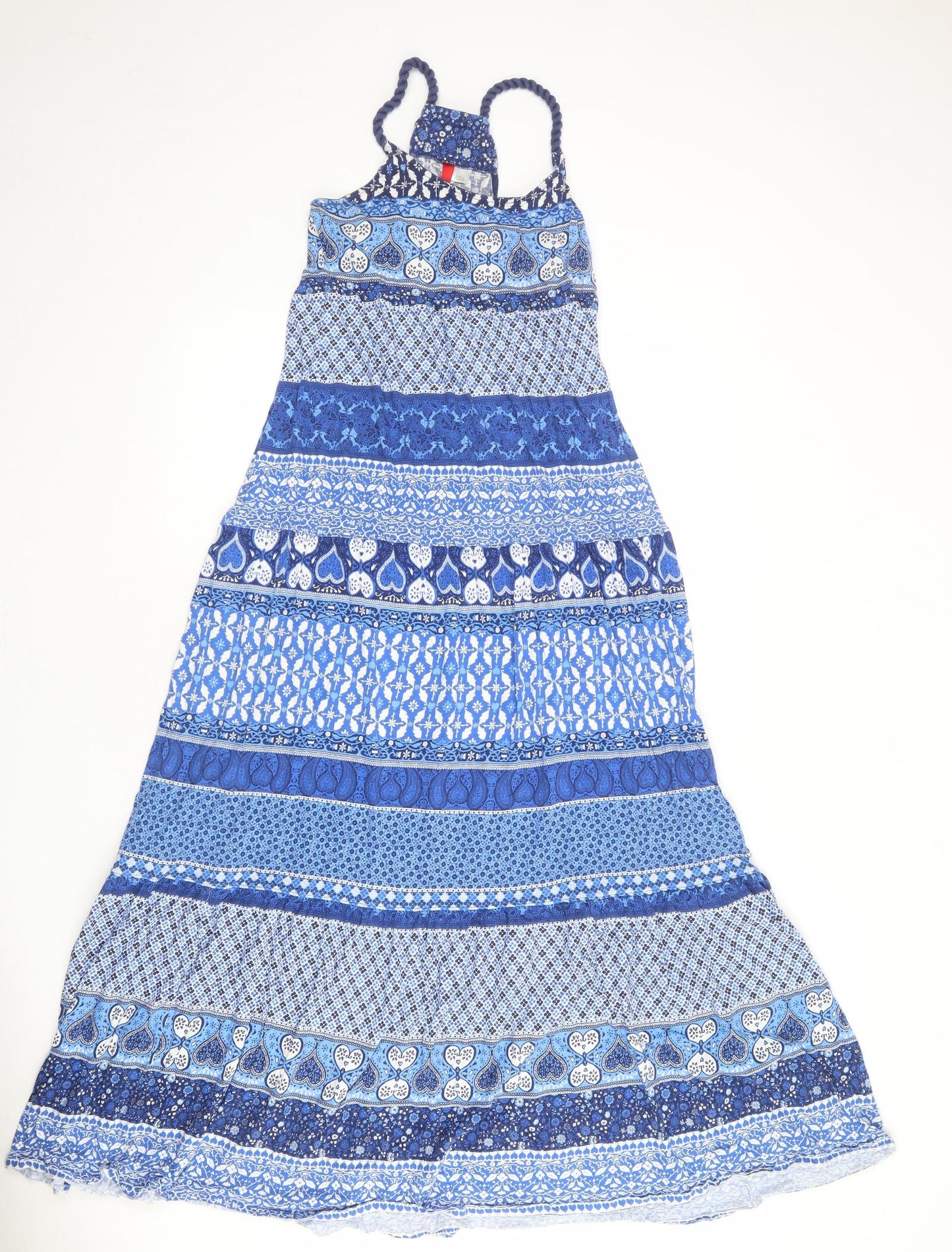 Divided by H&M Womens Blue Geometric 100% Cotton A-Line Size 10 Round Neck Pullover