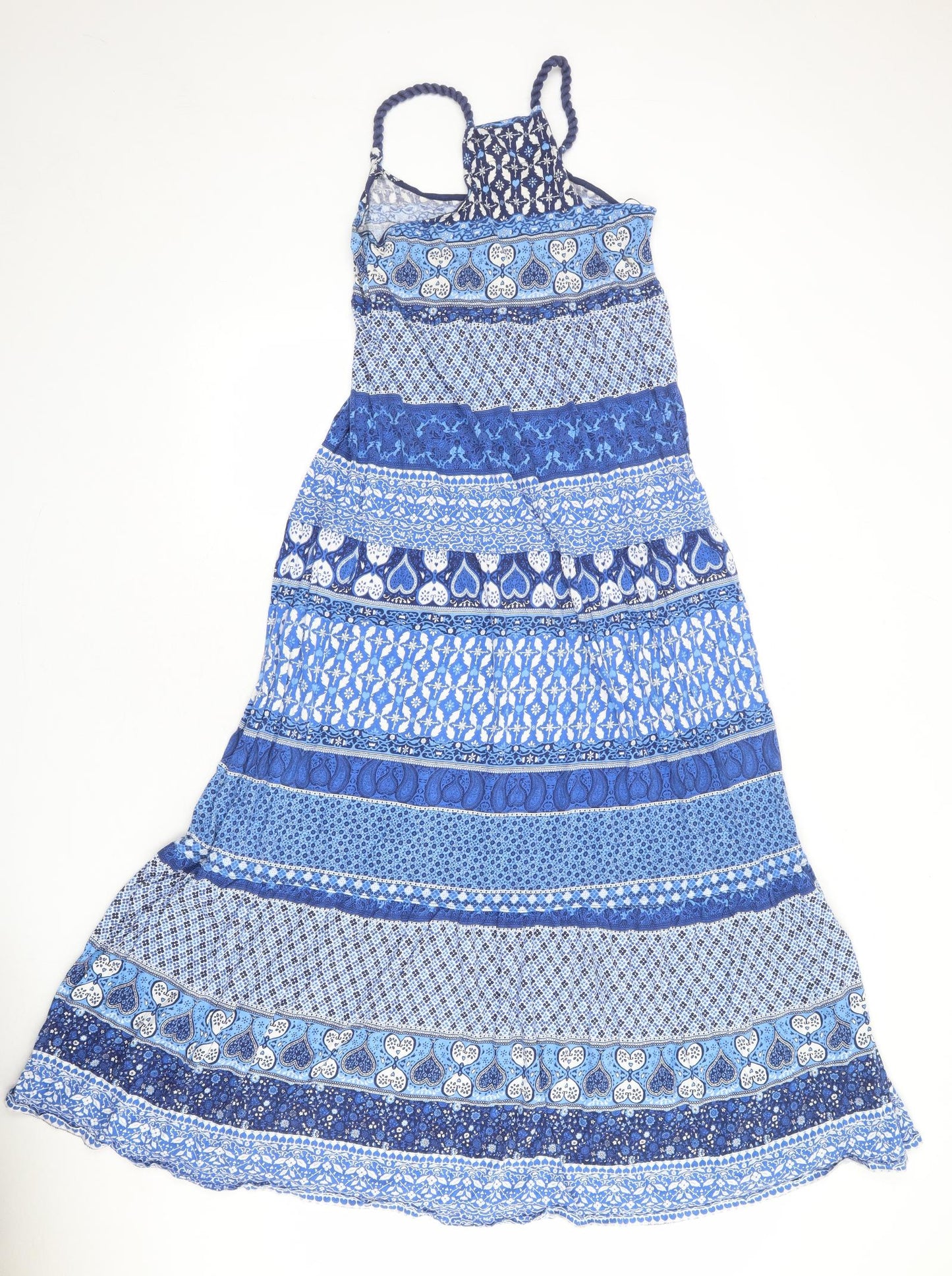 Divided by H&M Womens Blue Geometric 100% Cotton A-Line Size 10 Round Neck Pullover