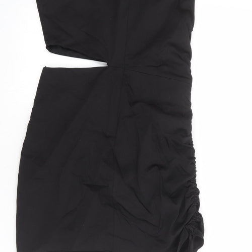 Zara Womens Black Cotton Mini Size M Round Neck Zip