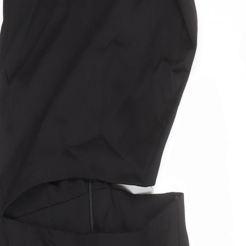 Zara Womens Black Cotton Mini Size M Round Neck Zip