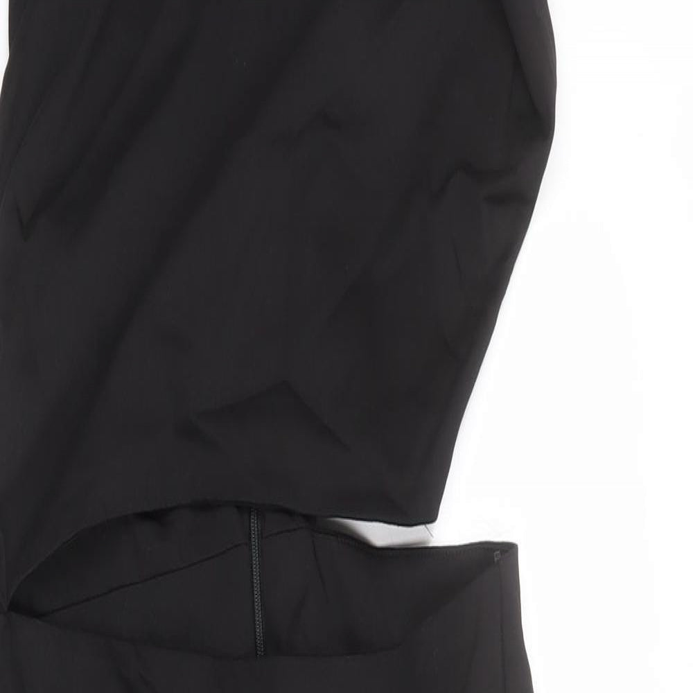 Zara Womens Black Cotton Mini Size M Round Neck Zip