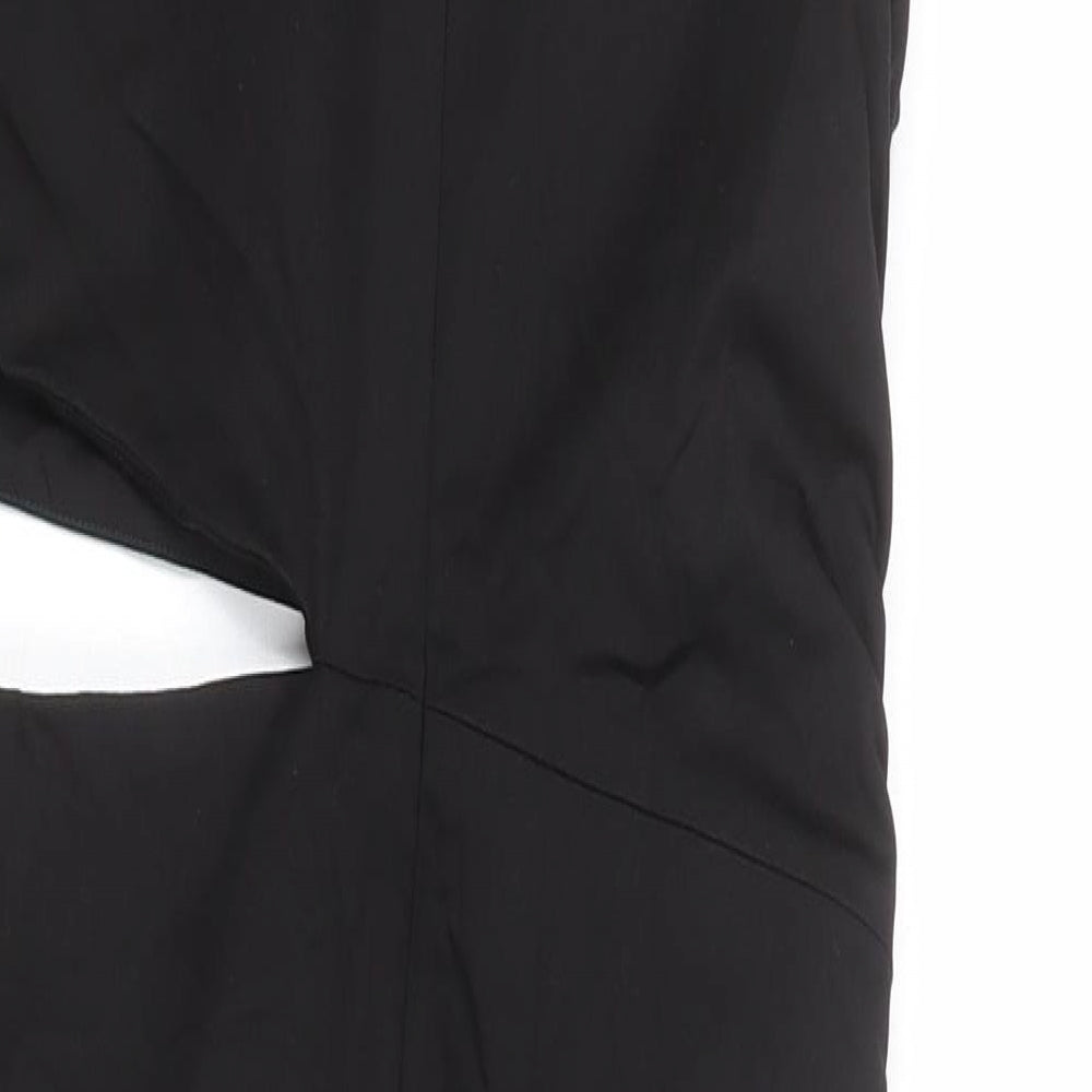 Zara Womens Black Cotton Mini Size M Round Neck Zip