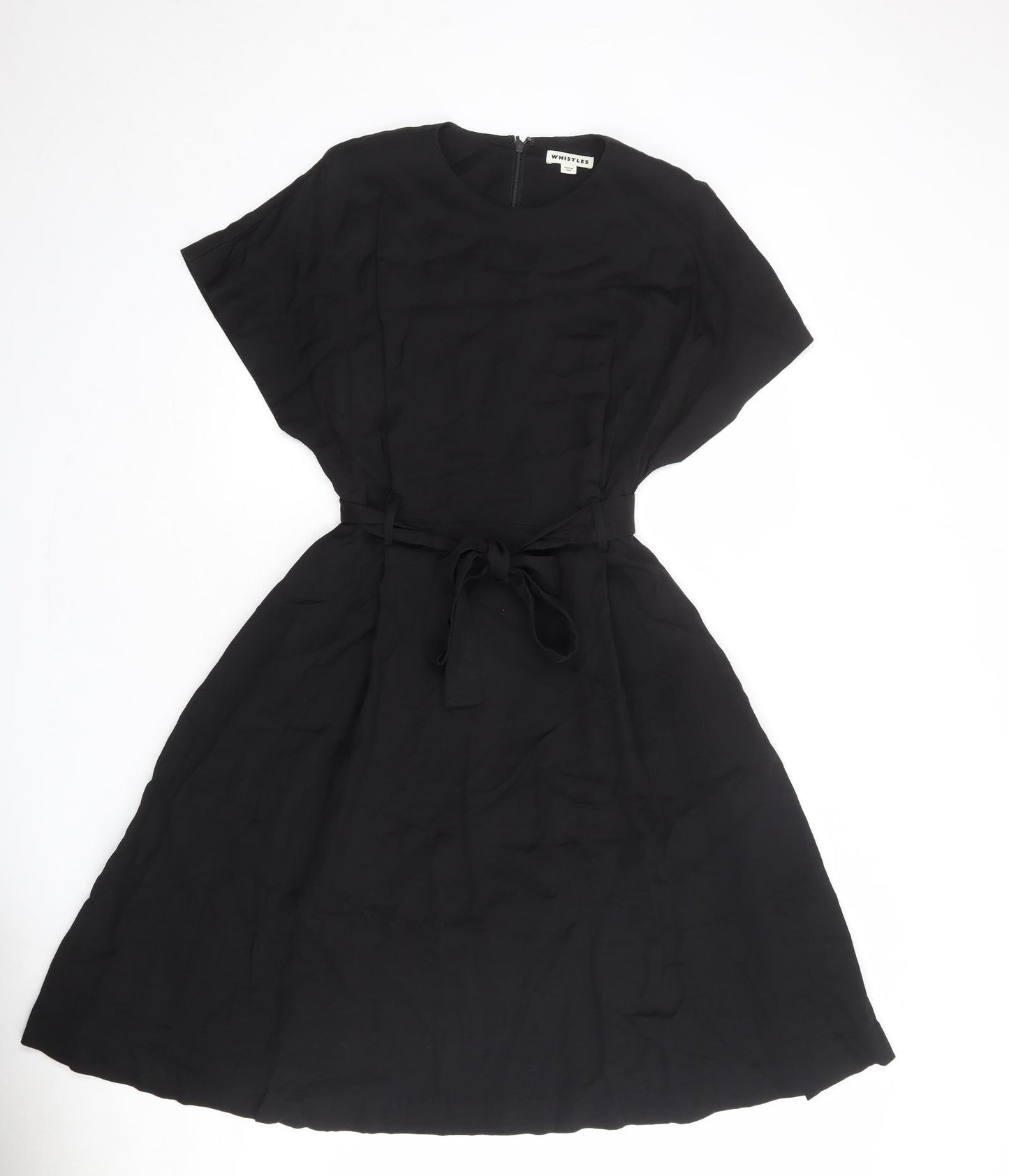 Whistles Womens Black Viscose A-Line Size 12 Round Neck Zip