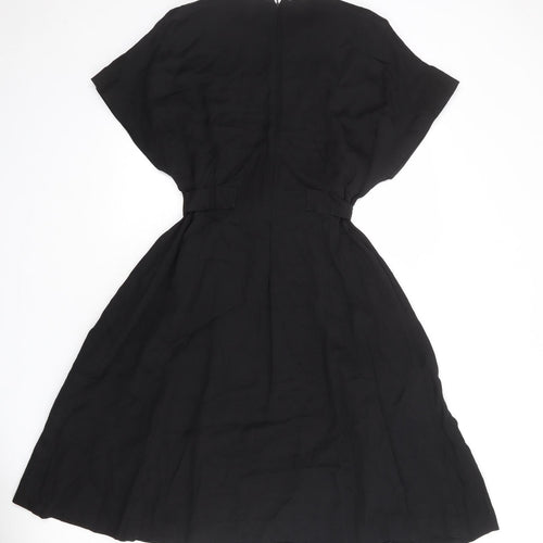 Whistles Womens Black Viscose A-Line Size 12 Round Neck Zip