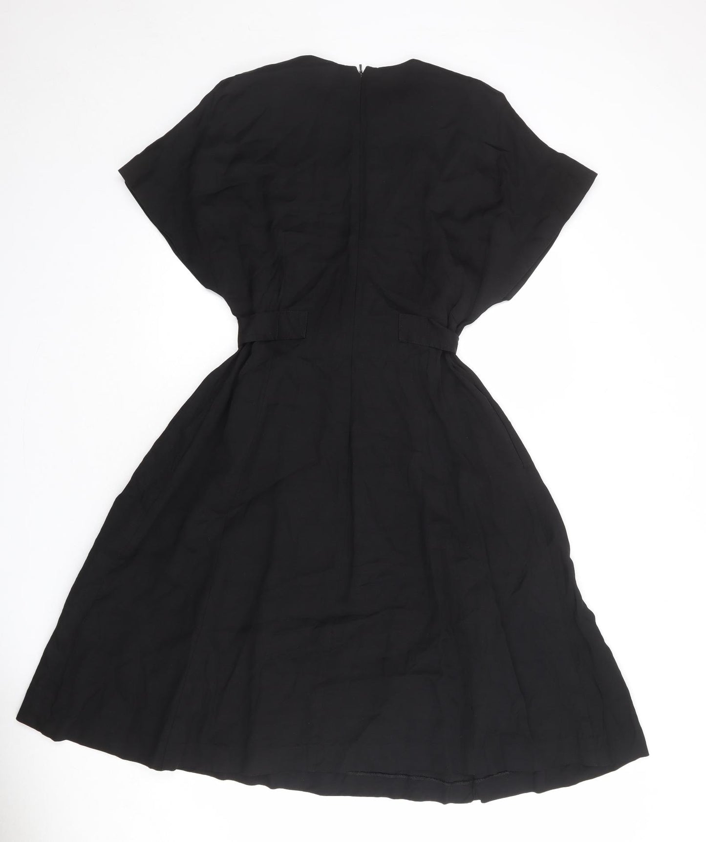 Whistles Womens Black Viscose A-Line Size 12 Round Neck Zip