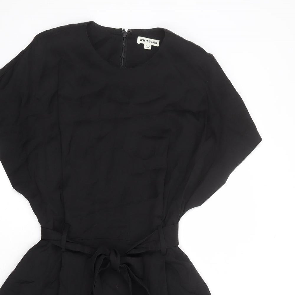 Whistles Womens Black Viscose A-Line Size 12 Round Neck Zip