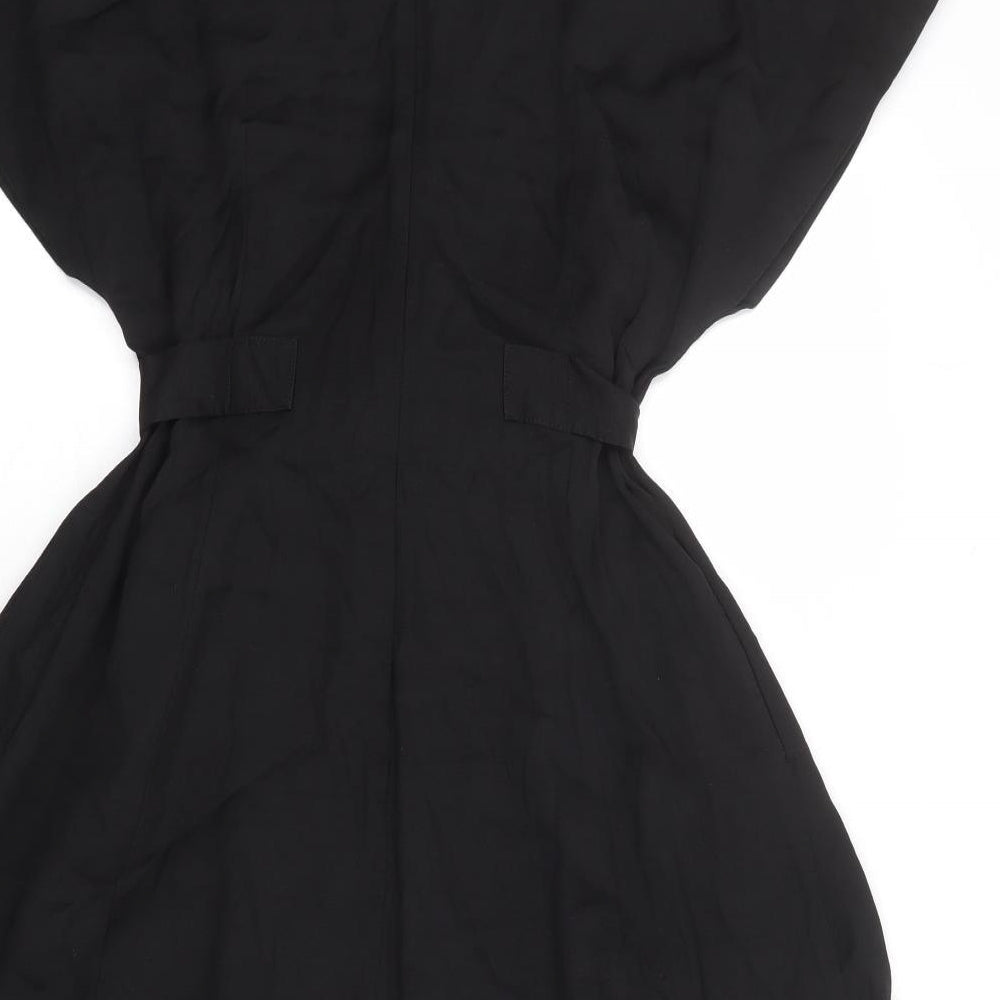 Whistles Womens Black Viscose A-Line Size 12 Round Neck Zip