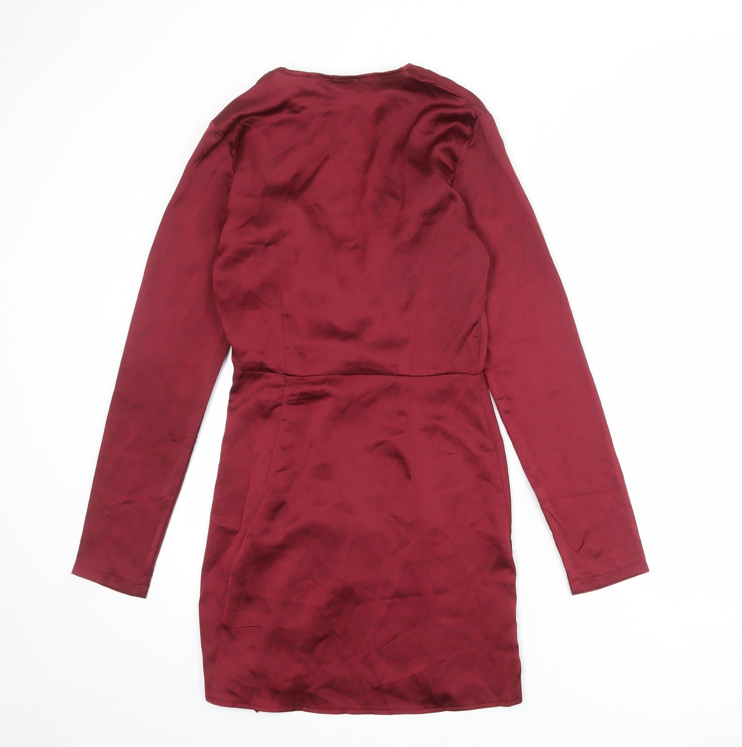 PRETTYLITTLETHING Womens Red Polyester Shift Size 6 V-Neck Zip