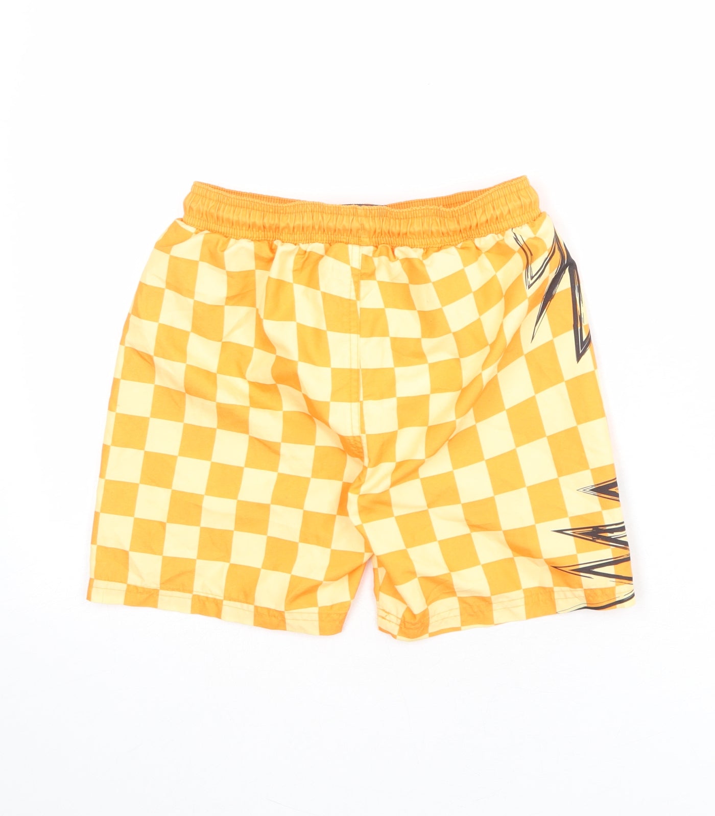 Dragon Ball Z Boys Orange Check Polyester Bermuda Shorts Size 8-9 Years L6 in Regular Drawstring - Swim Shorts