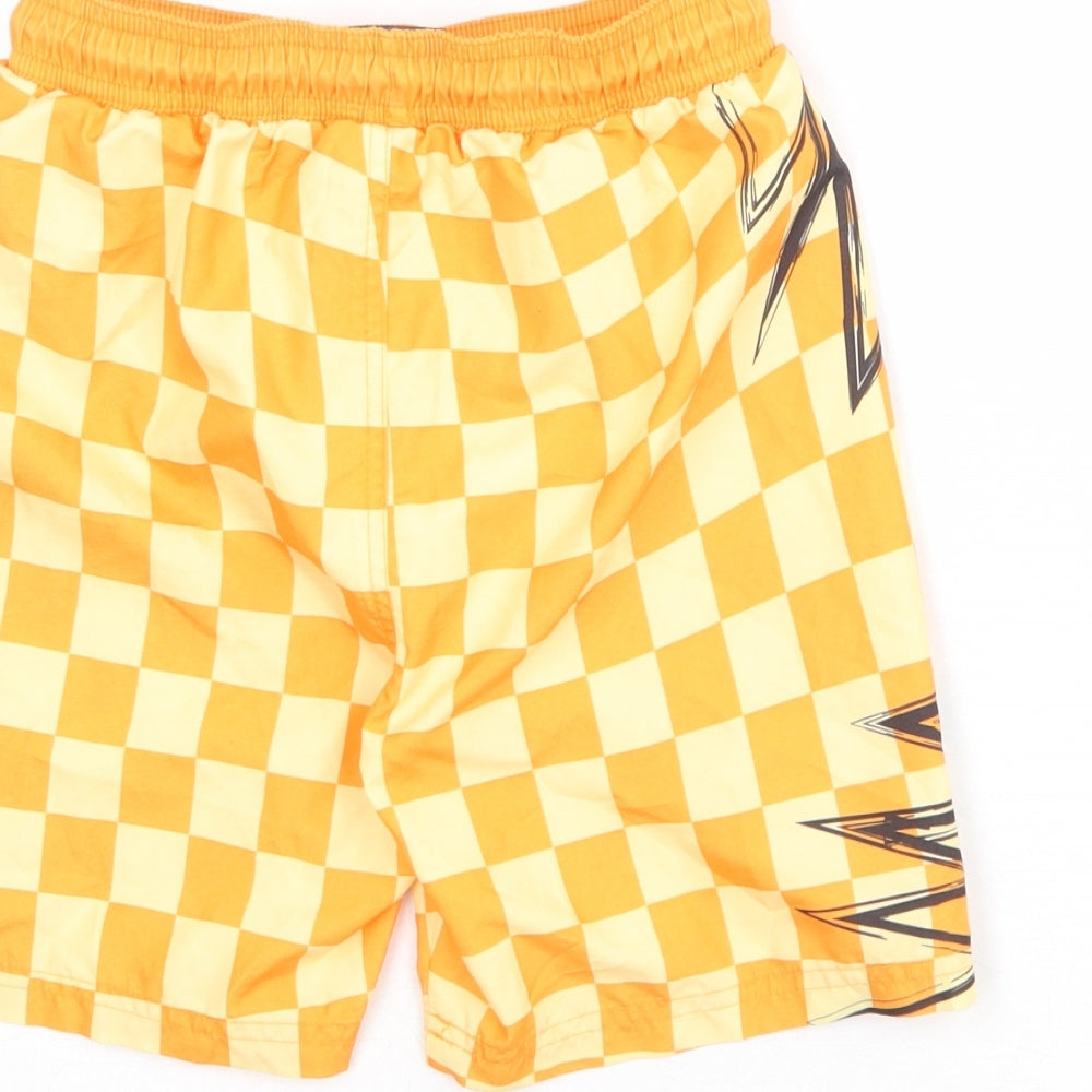 Dragon Ball Z Boys Orange Check Polyester Bermuda Shorts Size 8-9 Years L6 in Regular Drawstring - Swim Shorts