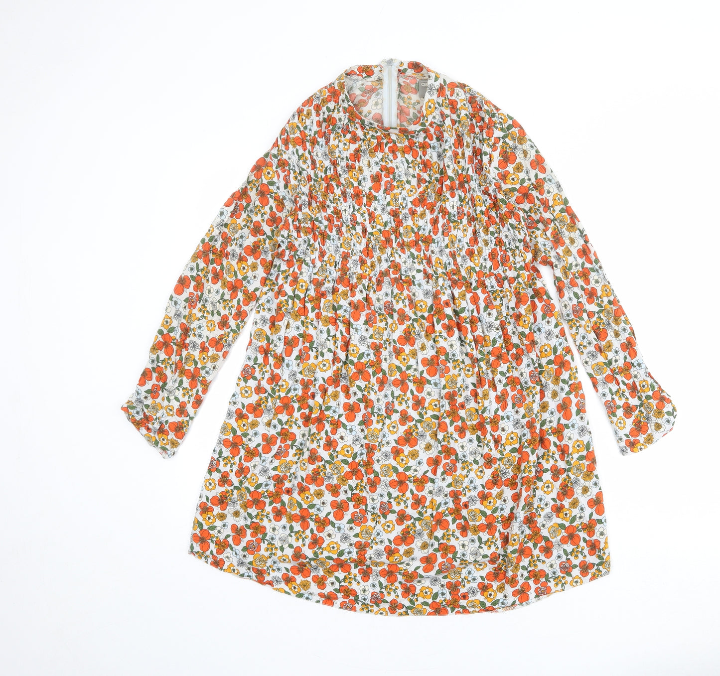 ASOS Womens Multicoloured Floral Viscose A-Line Size 8 Mock Neck Zip