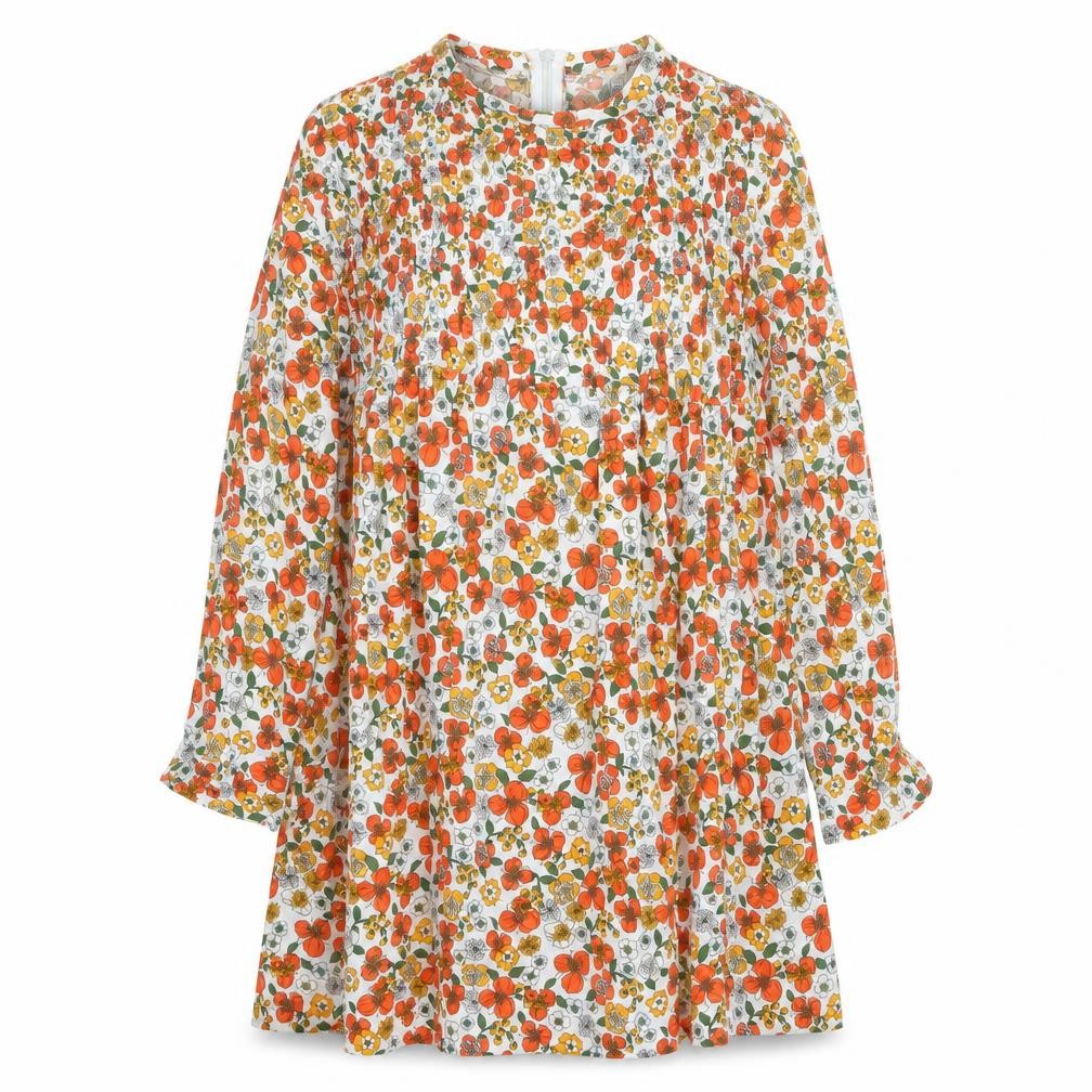 Front view of ASOS women’s multicoloured floral viscose a-line, size UK 8, mock neck zip