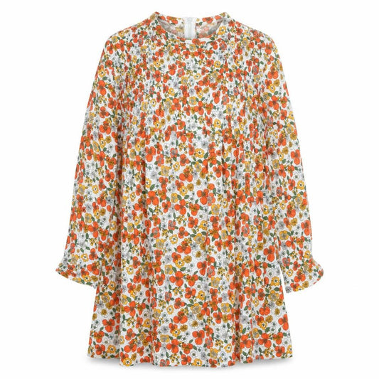 Front view of ASOS women’s multicoloured floral viscose a-line, size UK 8, mock neck zip