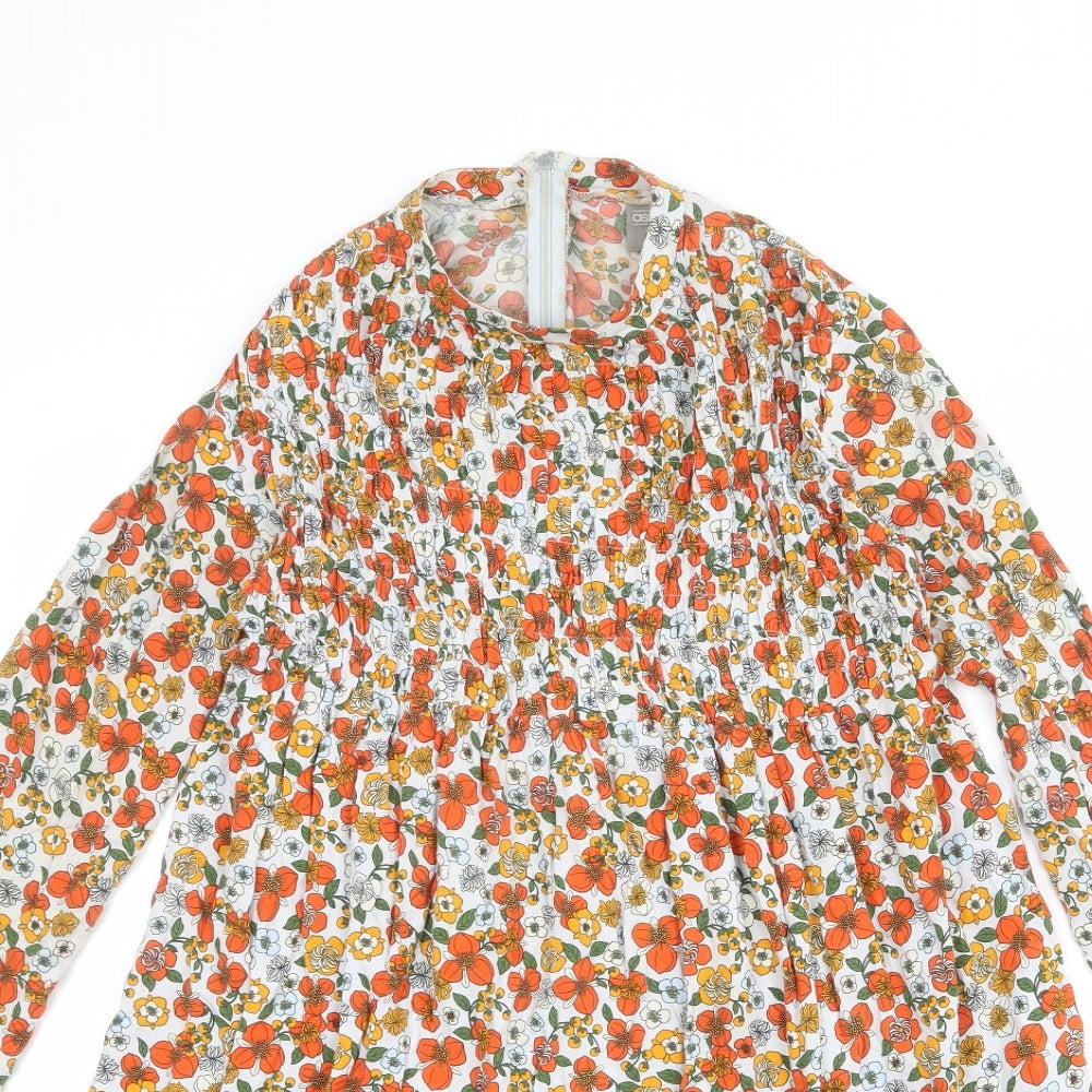 ASOS Womens Multicoloured Floral Viscose A-Line Size 8 Mock Neck Zip