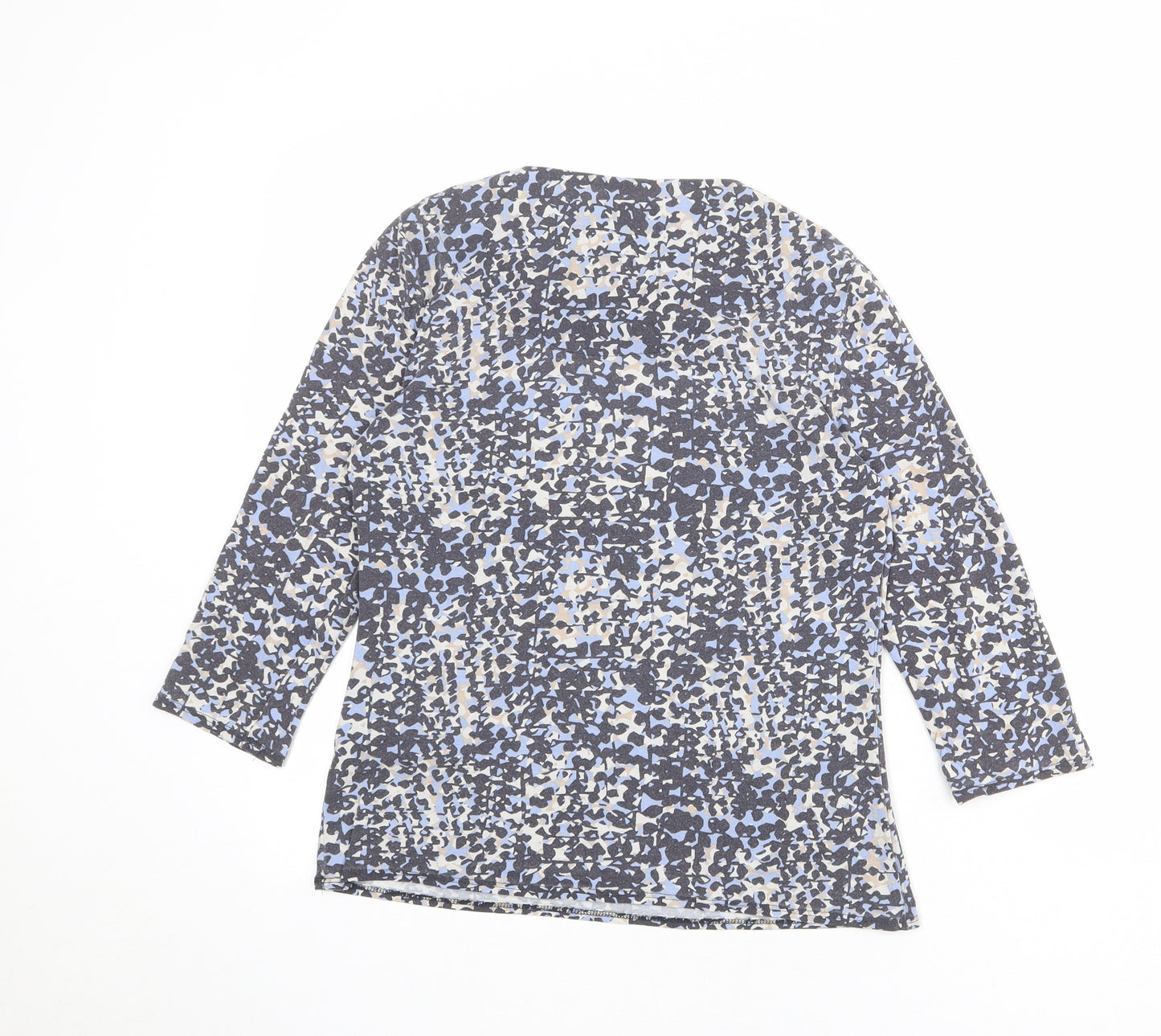 Classic Womens Multicoloured Geometric Viscose Basic T-Shirt Size 10 Boat Neck