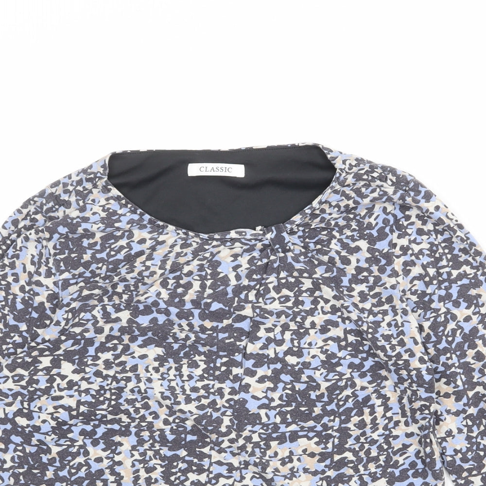 Classic Womens Multicoloured Geometric Viscose Basic T-Shirt Size 10 Boat Neck