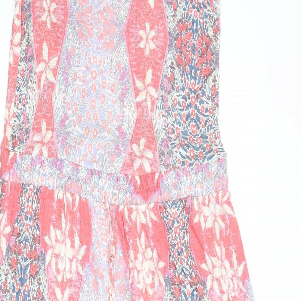 Indigo Womens Multicoloured Geometric Viscose A-Line Size 14 Round Neck Pullover