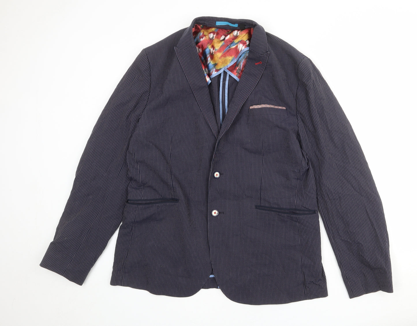 Ted Baker Womens Blue Pinstripe Polyester Jacket Suit Jacket Size 2XL