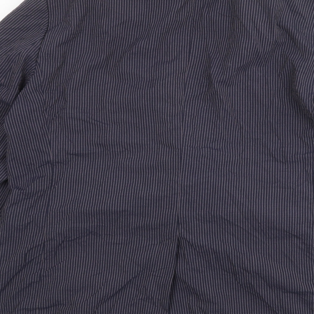 Ted Baker Womens Blue Pinstripe Polyester Jacket Suit Jacket Size 2XL