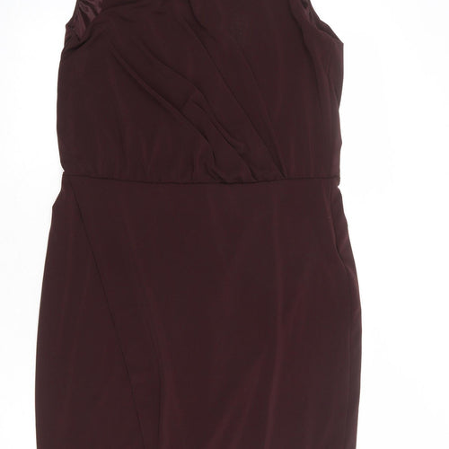 Mango Womens Red Polyester Shift Size L Round Neck Zip - Open Back