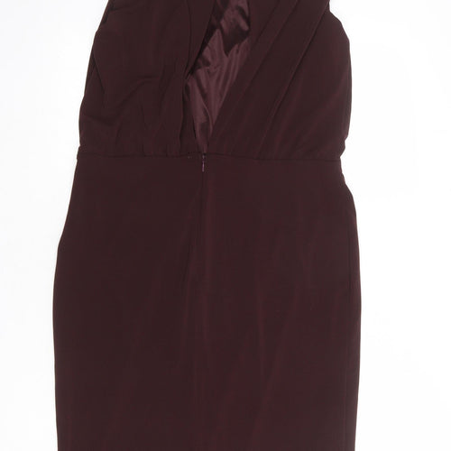 Mango Womens Red Polyester Shift Size L Round Neck Zip - Open Back
