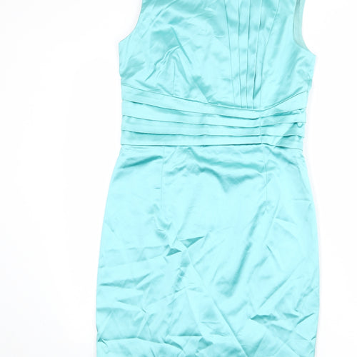 Oasis Womens Blue Polyester Shift Size 10 Round Neck Zip