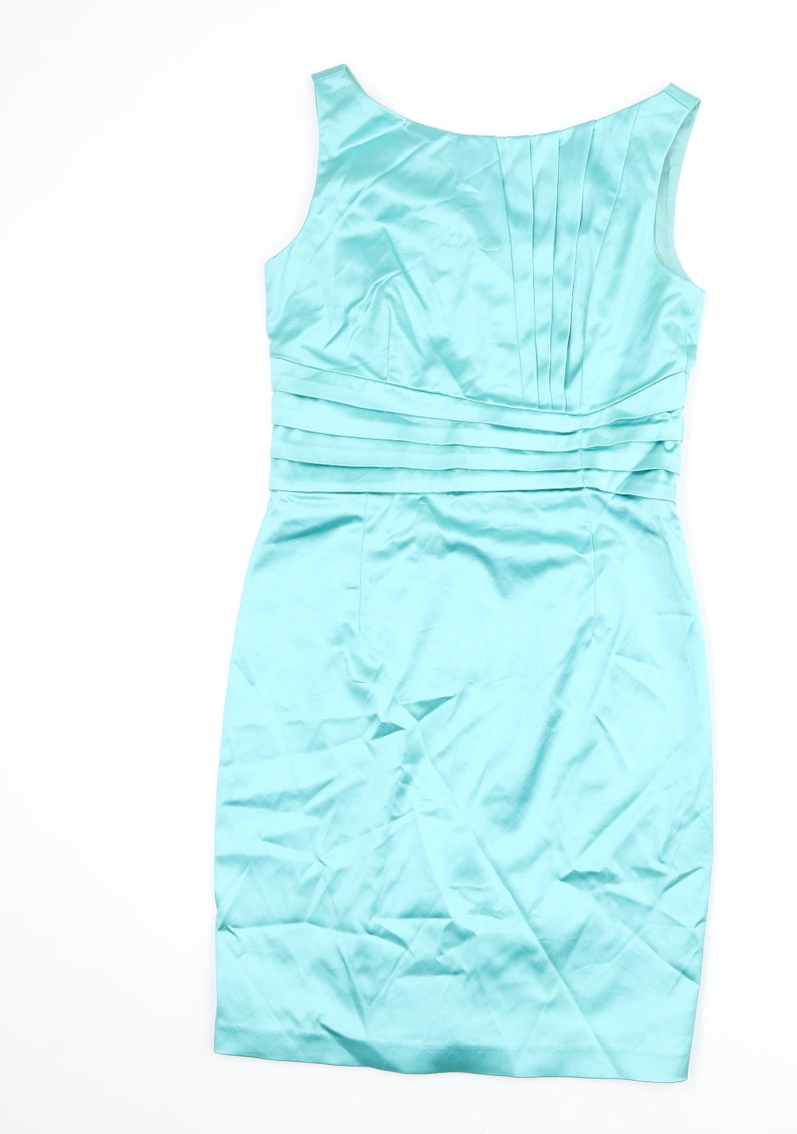 Oasis Womens Blue Polyester Shift Size 10 Round Neck Zip