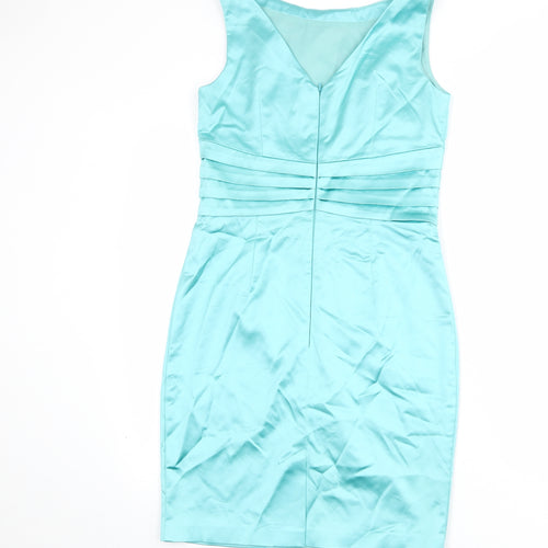 Oasis Womens Blue Polyester Shift Size 10 Round Neck Zip