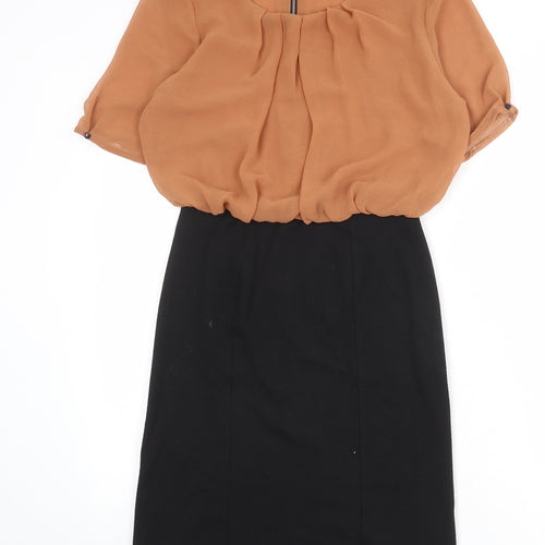 Wallis Womens Black Polyester Shift Size 8 Round Neck Zip