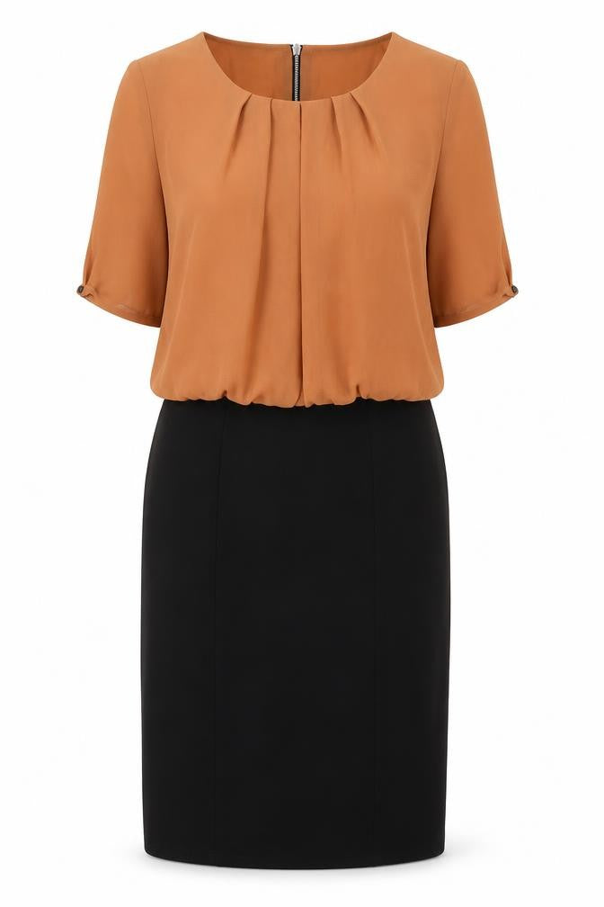 Front view of Wallis women’s black polyester shift, size UK 8, round neck zip