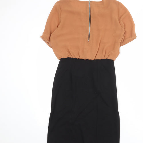 Wallis Womens Black Polyester Shift Size 8 Round Neck Zip