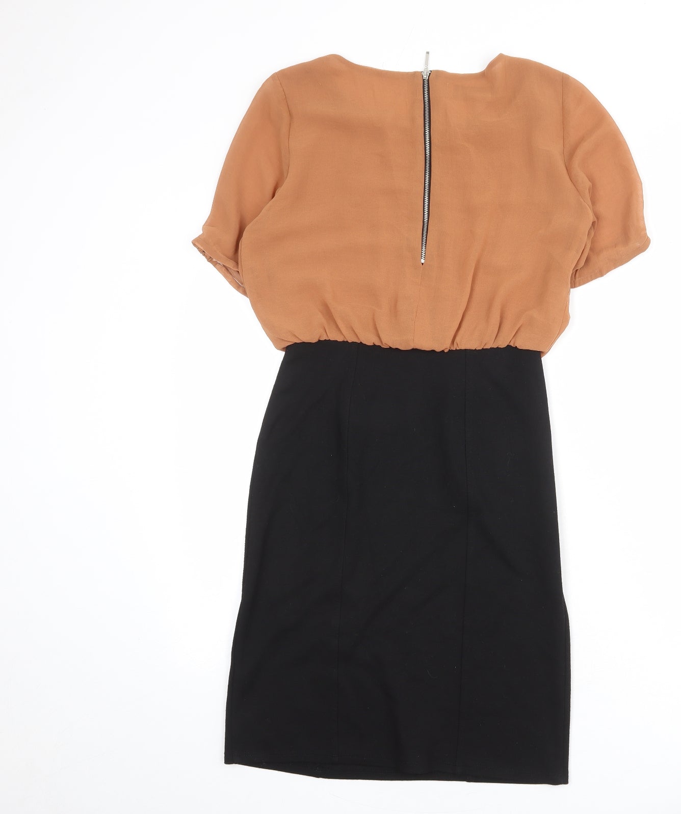 Wallis Womens Black Polyester Shift Size 8 Round Neck Zip