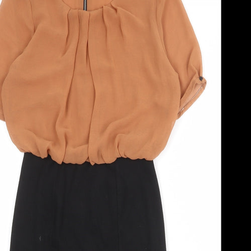 Wallis Womens Black Polyester Shift Size 8 Round Neck Zip