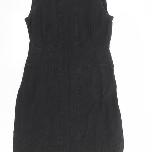DKNY Womens Grey Cotton Tank Dress Size 6 Round Neck Zip
