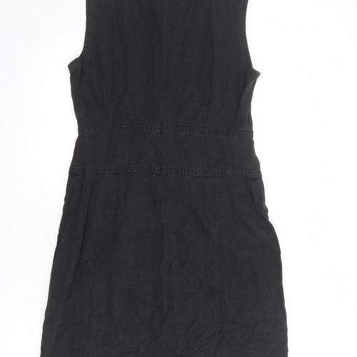 DKNY Womens Grey Cotton Tank Dress Size 6 Round Neck Zip