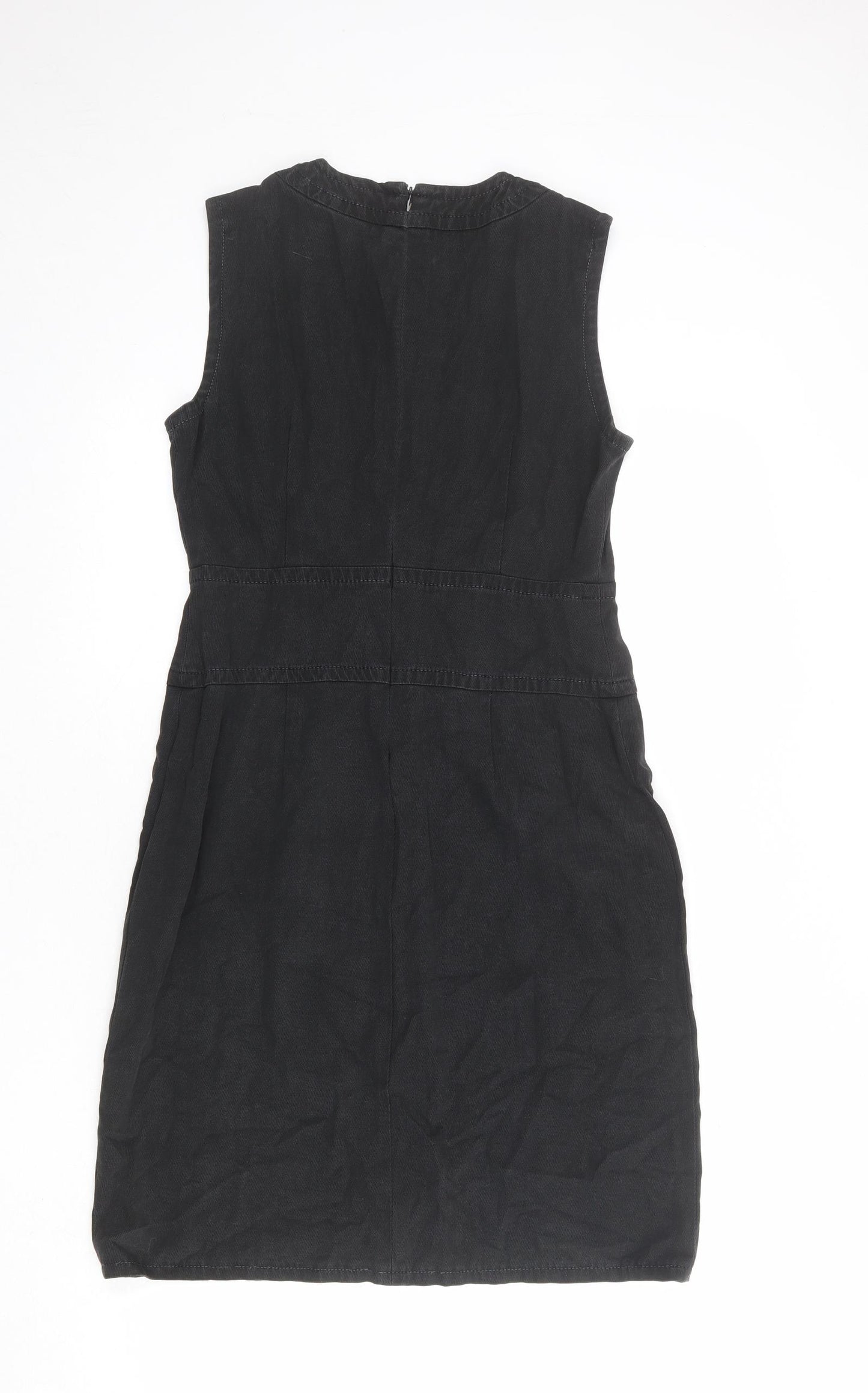 DKNY Womens Grey Cotton Tank Dress Size 6 Round Neck Zip