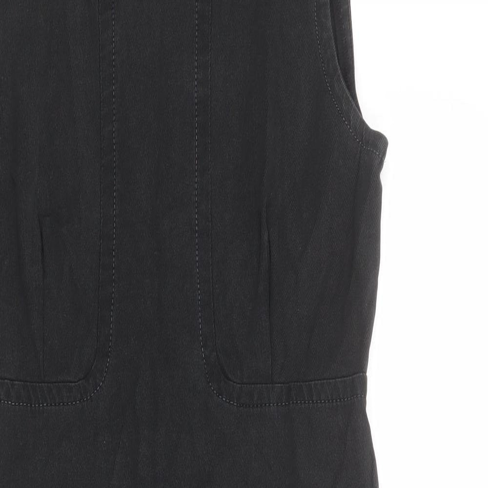 DKNY Womens Grey Cotton Tank Dress Size 6 Round Neck Zip