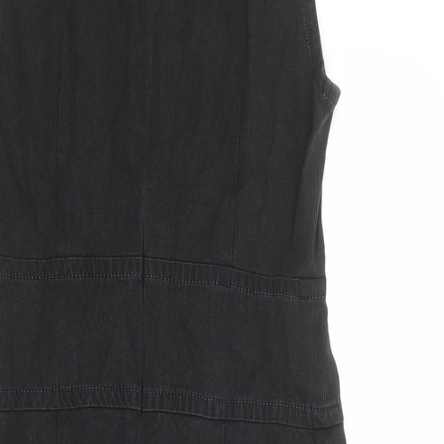 DKNY Womens Grey Cotton Tank Dress Size 6 Round Neck Zip