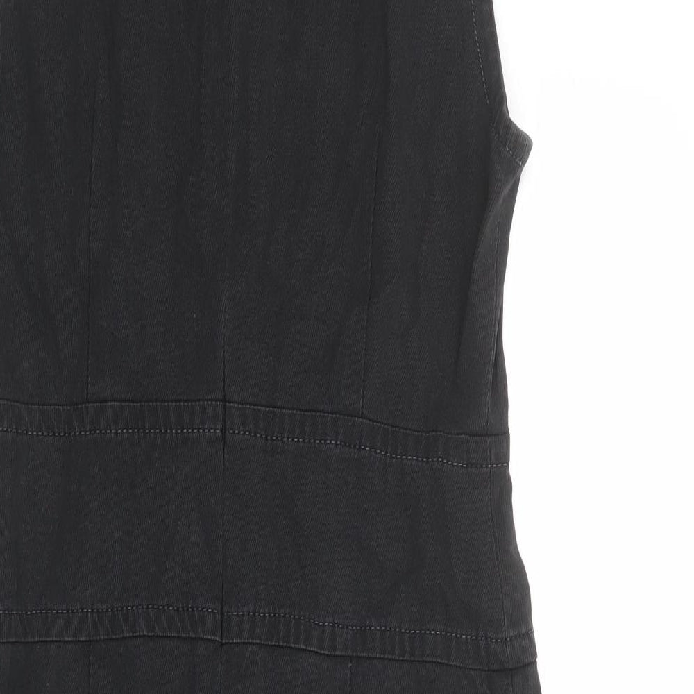 DKNY Womens Grey Cotton Tank Dress Size 6 Round Neck Zip