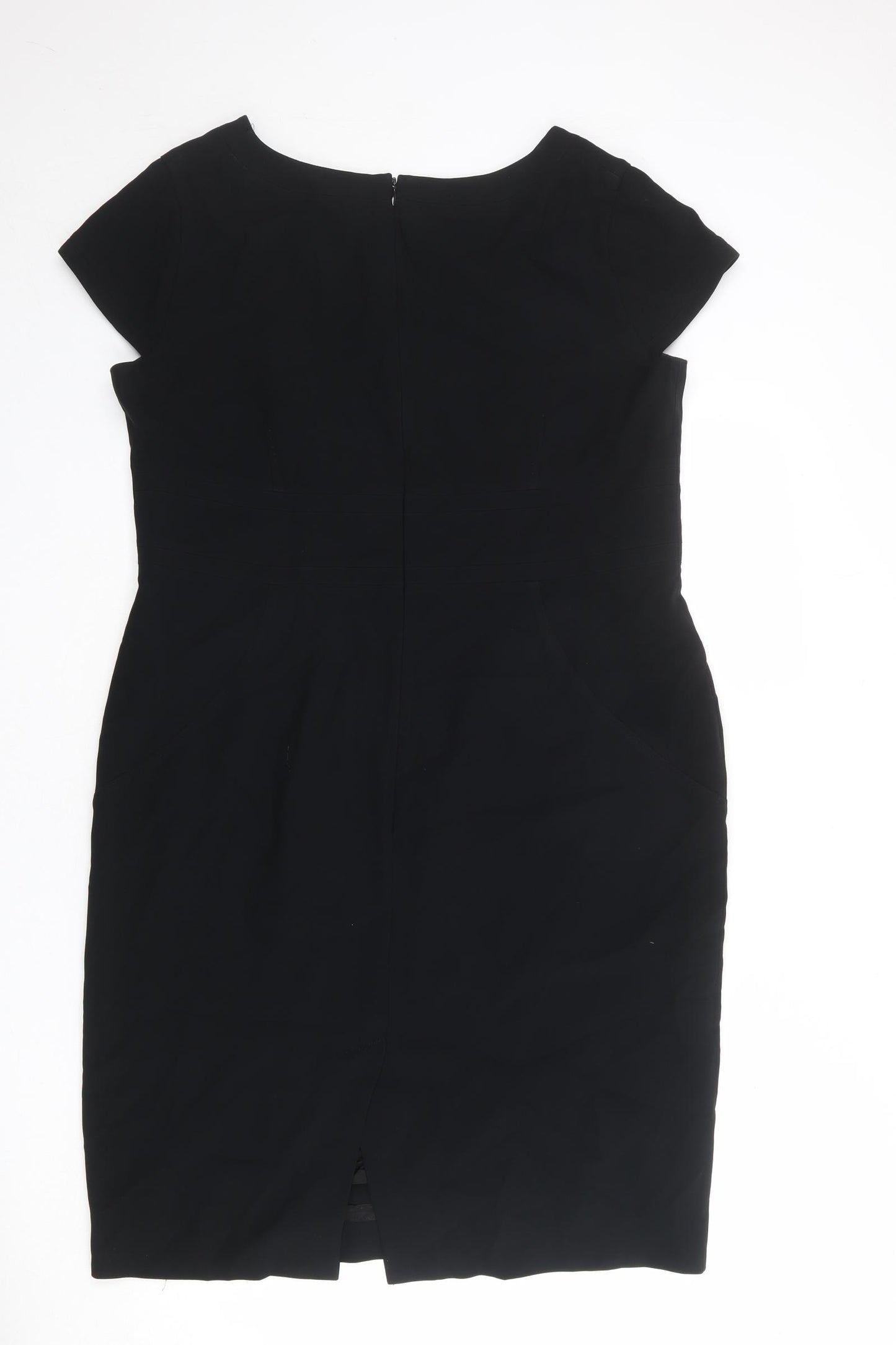 Jaeger Womens Black Polyester Shift Size 16 Round Neck Zip