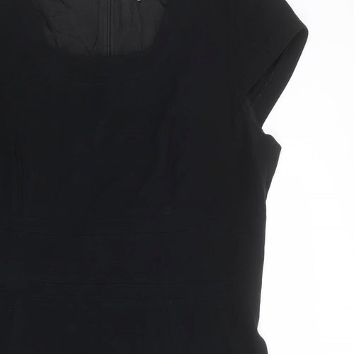 Jaeger Womens Black Polyester Shift Size 16 Round Neck Zip