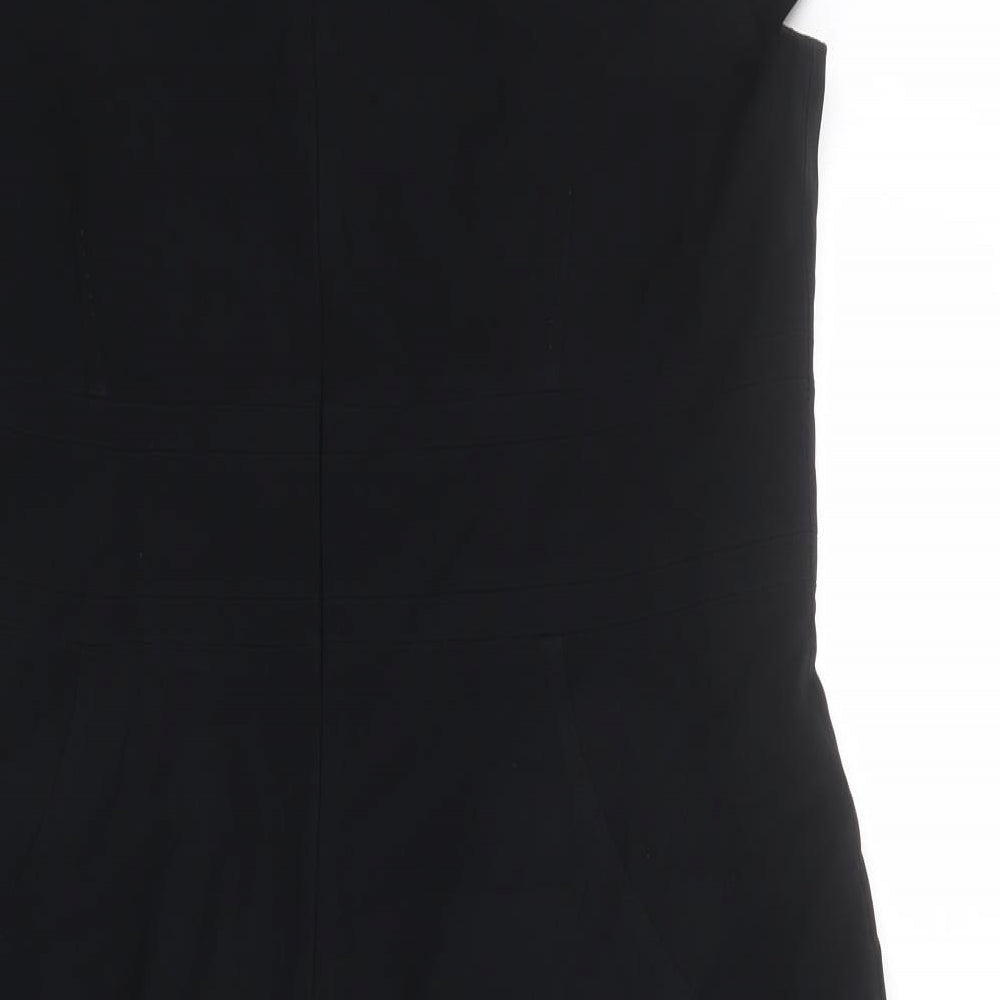 Jaeger Womens Black Polyester Shift Size 16 Round Neck Zip