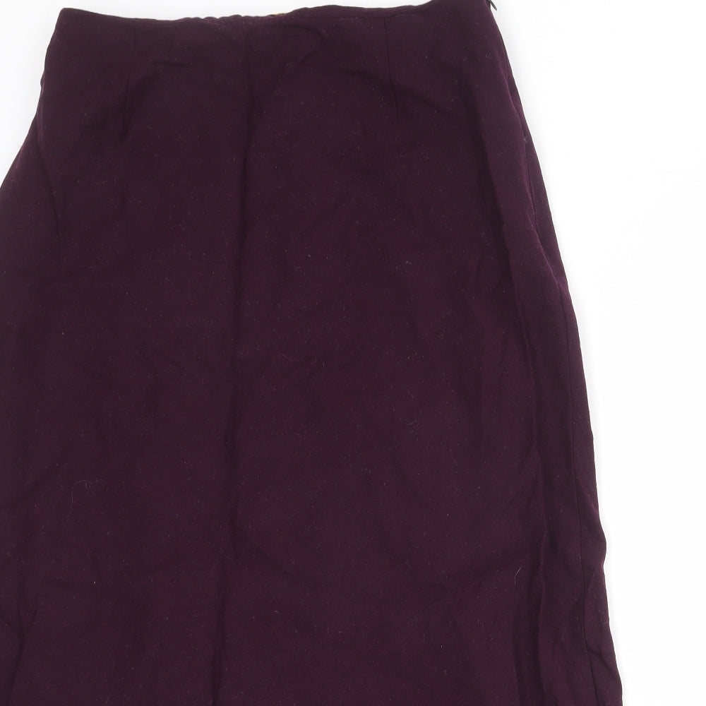 Viyella Womens Purple Wool A-Line Skirt Size 12 Zip