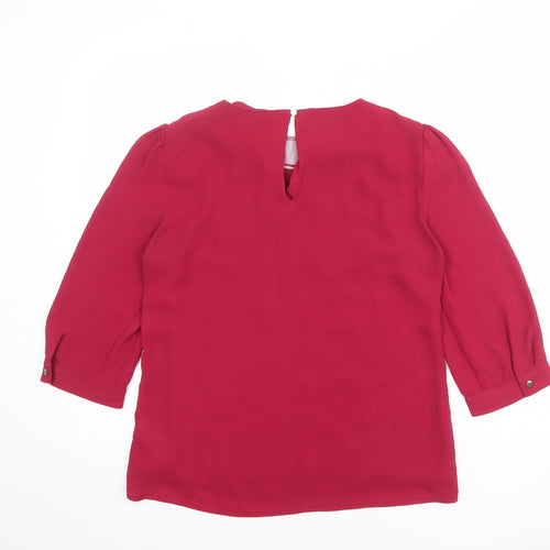 Oasis Womens Pink Polyester Basic Blouse Size 12 Boat Neck - Lace Front